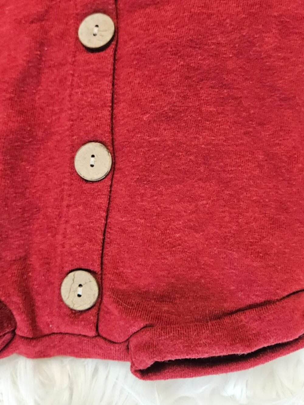 Childhoods Red Wood Button Up Romper One Piece Cotton Blend Baby Kids Boy 6-12M - Picture 4 of 9
